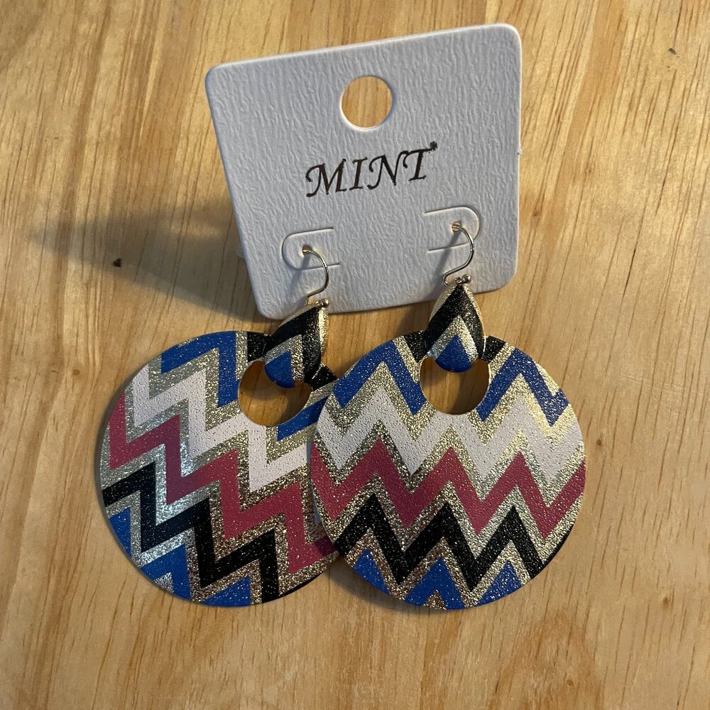 Bundle 3 for $12.  Mint Sparkly Chevron Statement Dangle Earrings